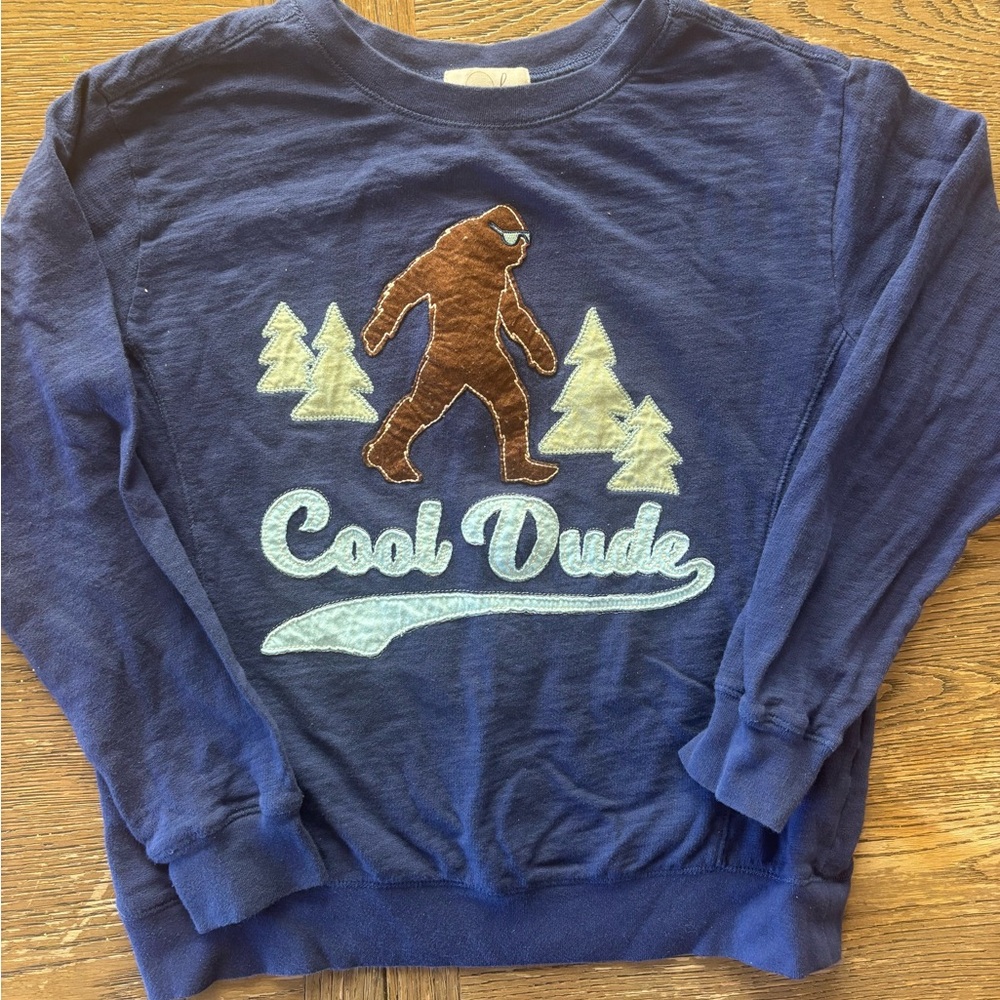 Peek Blue Crewneck Sweater with Bigfoot and Trees